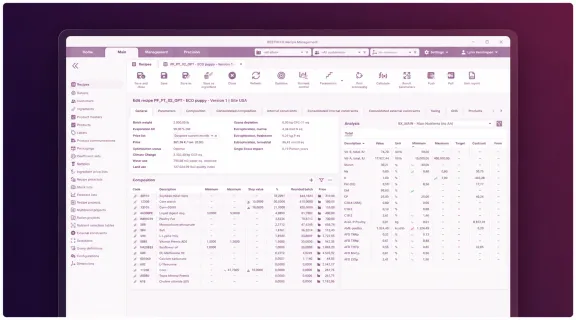 Recipe management screenshot