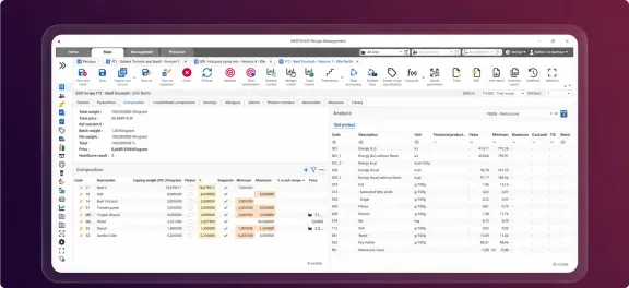 Recipe management screenshot
