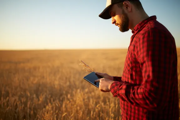 man tablet field grain hat